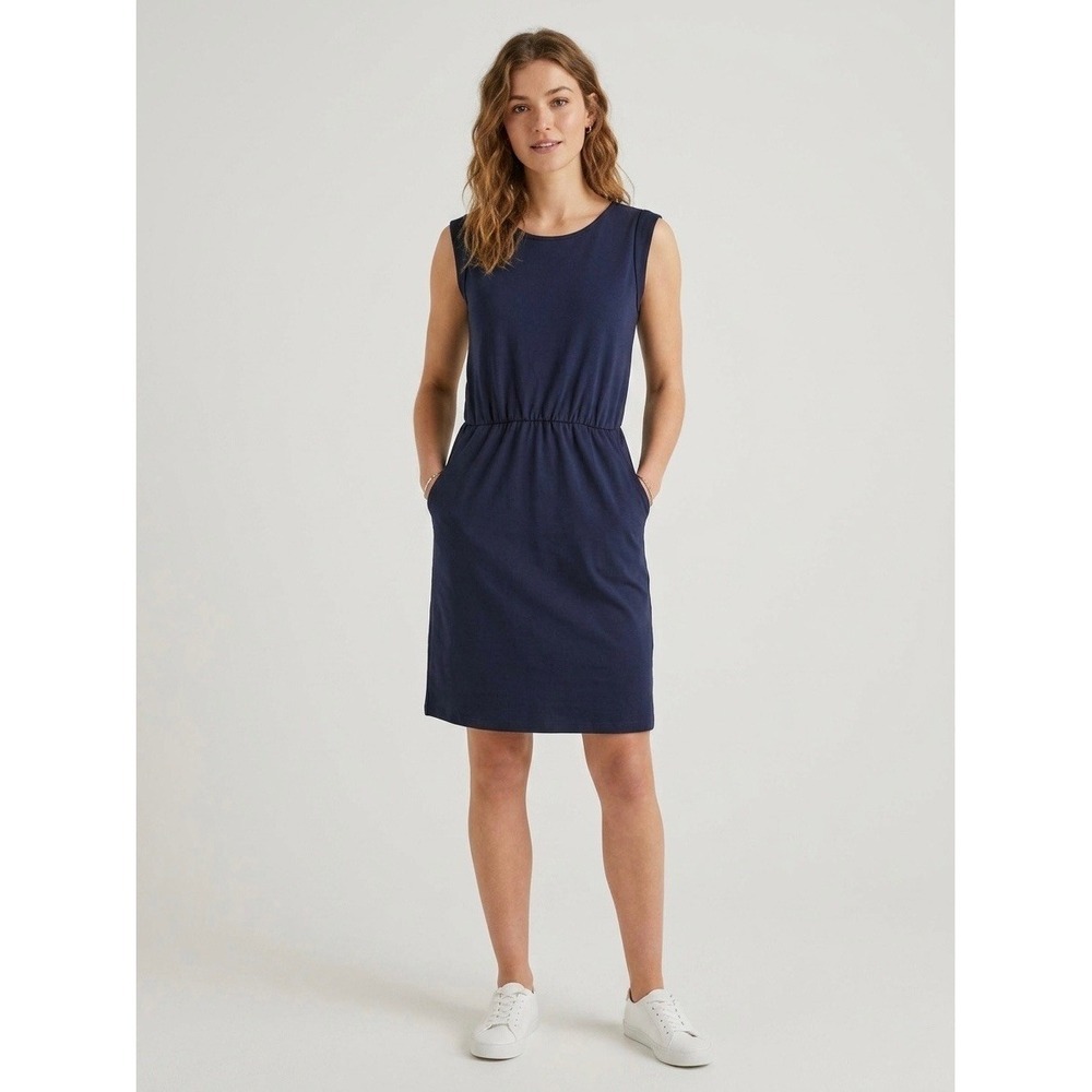 Boden Navy Blue Modal Cotton Elastic Waist Sleeveless Jersey Dress WH981 US 4R